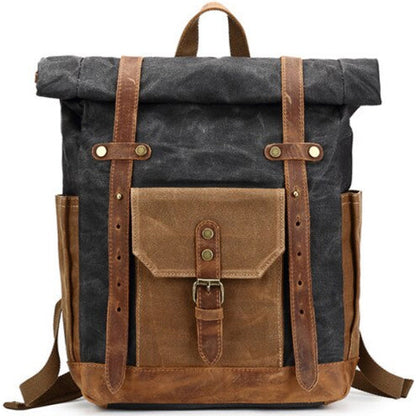 Tom Hollinger |  Wasserdichter Canvas Rucksack mit Rollverschluss im Vintage-Stil