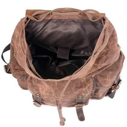 Tom Hollinger |  Wachsbeschichteter Baumwoll-Canvas Vintage Abenteurer Rucksack Braun