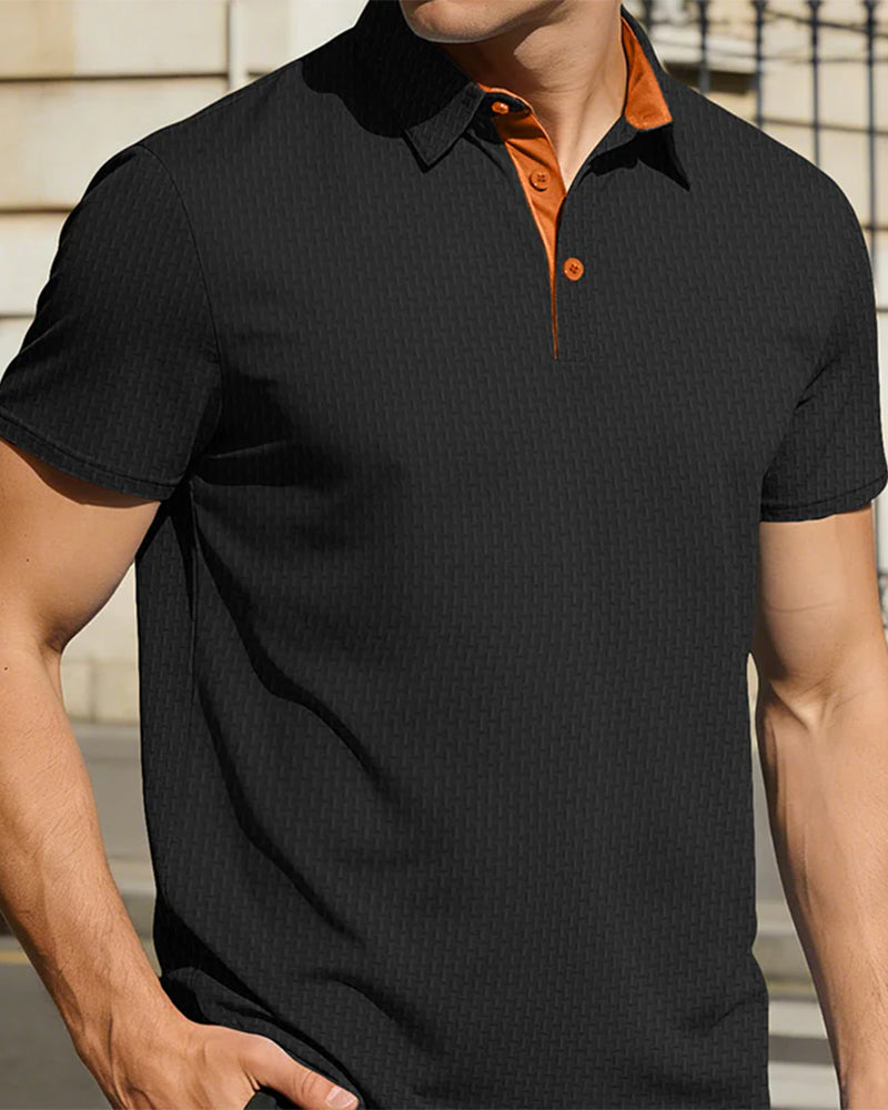 Seitenansicht des einfarbigen Herren Poloshirts im Regular Fit