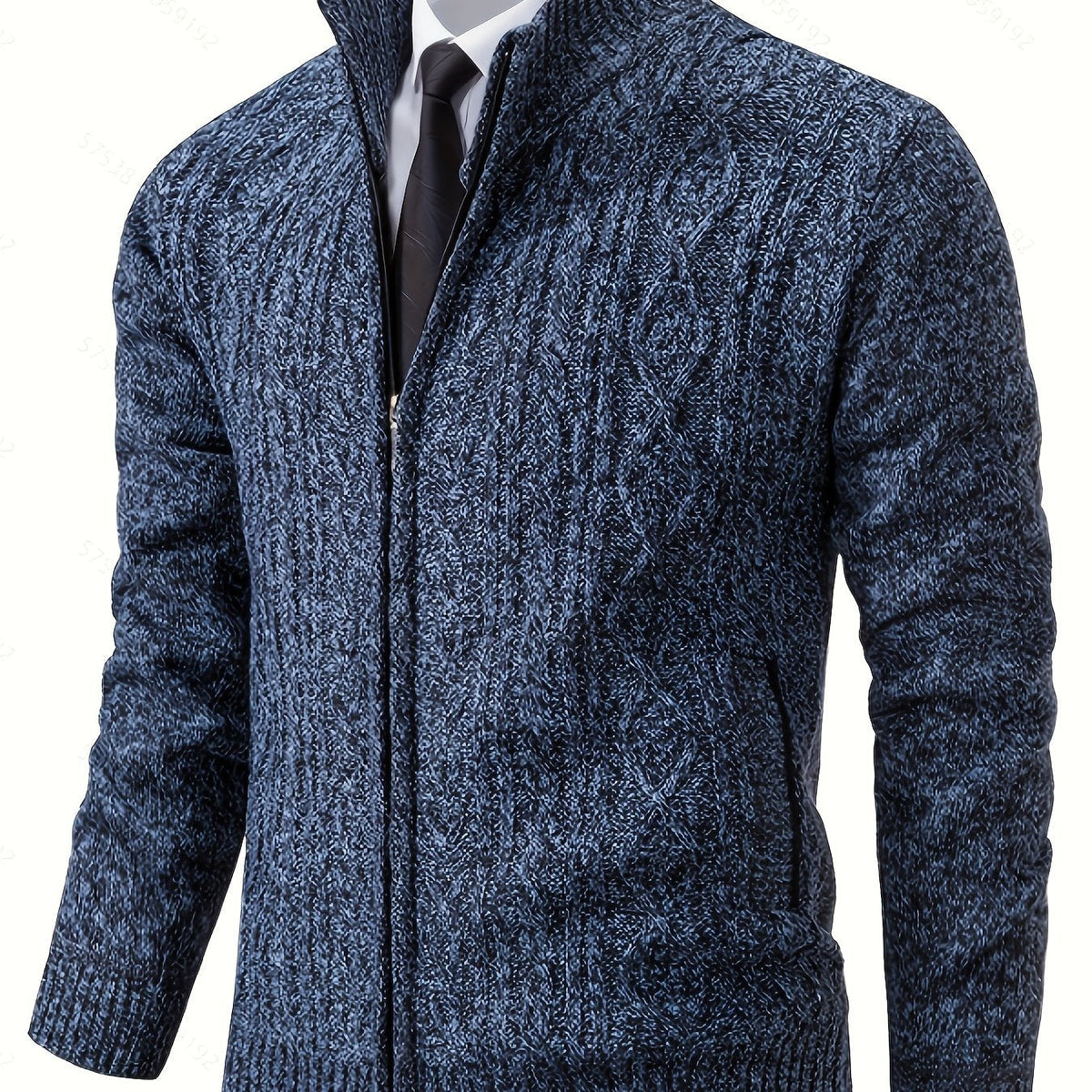 Herren Strickjacke Mit Struktur Und Stehkragen