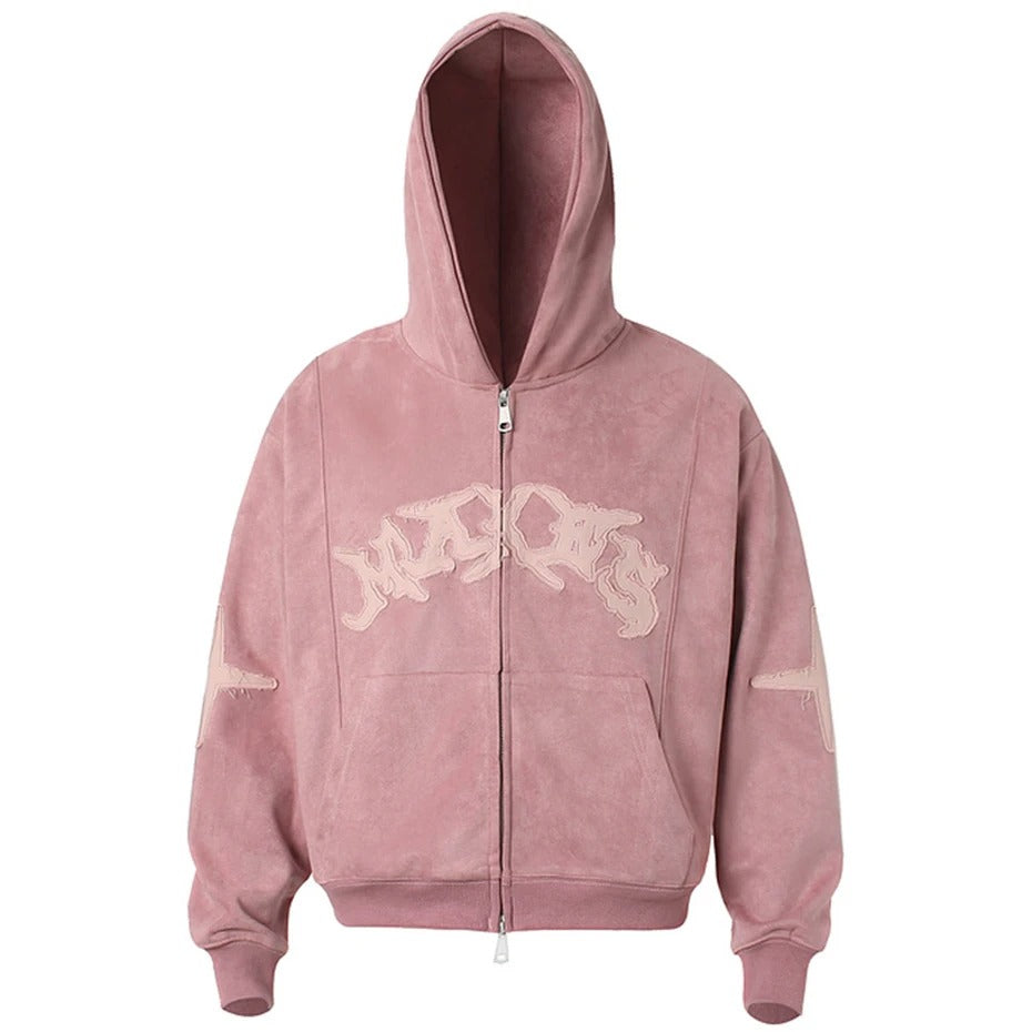 Damen Kapuzenjacke In Vintage Optik Mit Reissverschluss