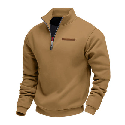 Herren Polyester Langarmshirt mit halbem Reißverschluss