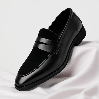 Herren Leder Slipper Loafers Schwarz Navy Blau