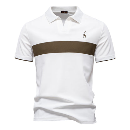 Tom Hollinger | Men's polo shirt with short sleeves and striped embroidery