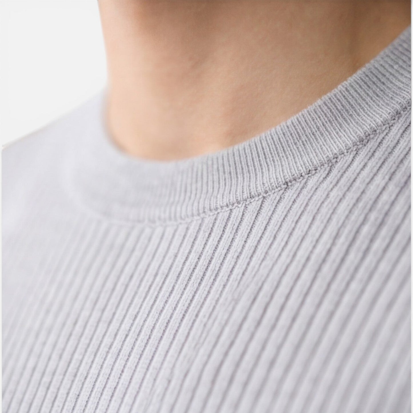 Herren Rippstrick Slim Fit Leichtes T-Shirt