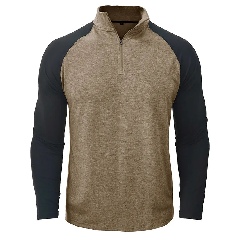 Herren Pullover mit Viertelreißverschluss und Farbblock-Stretch