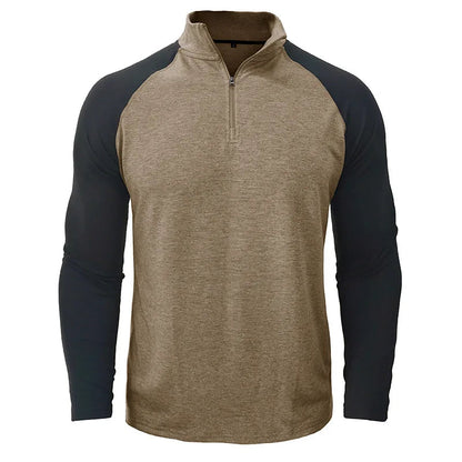 Herren Pullover mit Viertelreißverschluss und Farbblock-Stretch
