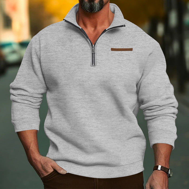 Herren Polyester Langarmshirt mit halbem Reißverschluss