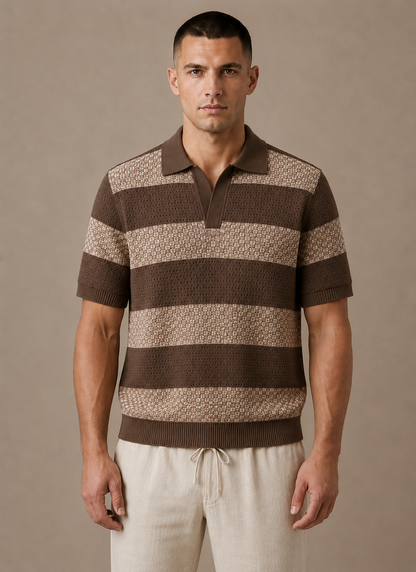 Tom Hollinger | Herren gestreiftes atmungsaktives Baumwoll-Poloshirt