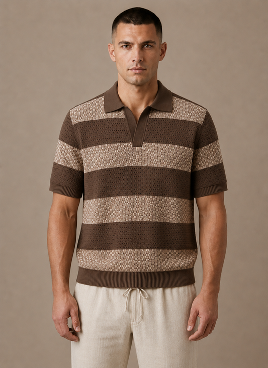 Tom Hollinger | Herren gestreiftes atmungsaktives Baumwoll-Poloshirt