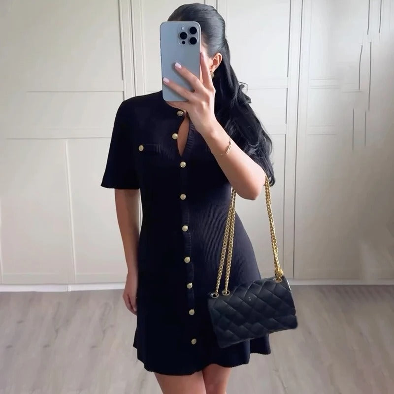 Tom Hollinger | Strickkleid mit Knopfleiste und Kurzarm