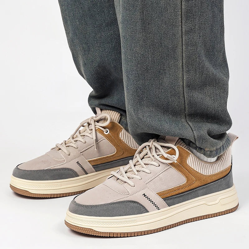 Herren Patchwork Low-Top Sneakers Freizeitschuhe