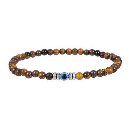 Herrenarmband aus Naturstein mit bösem Blick und Perlen