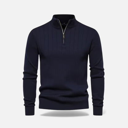Lange Strickjacke Mit Reißverschluss Und Rippbündchen