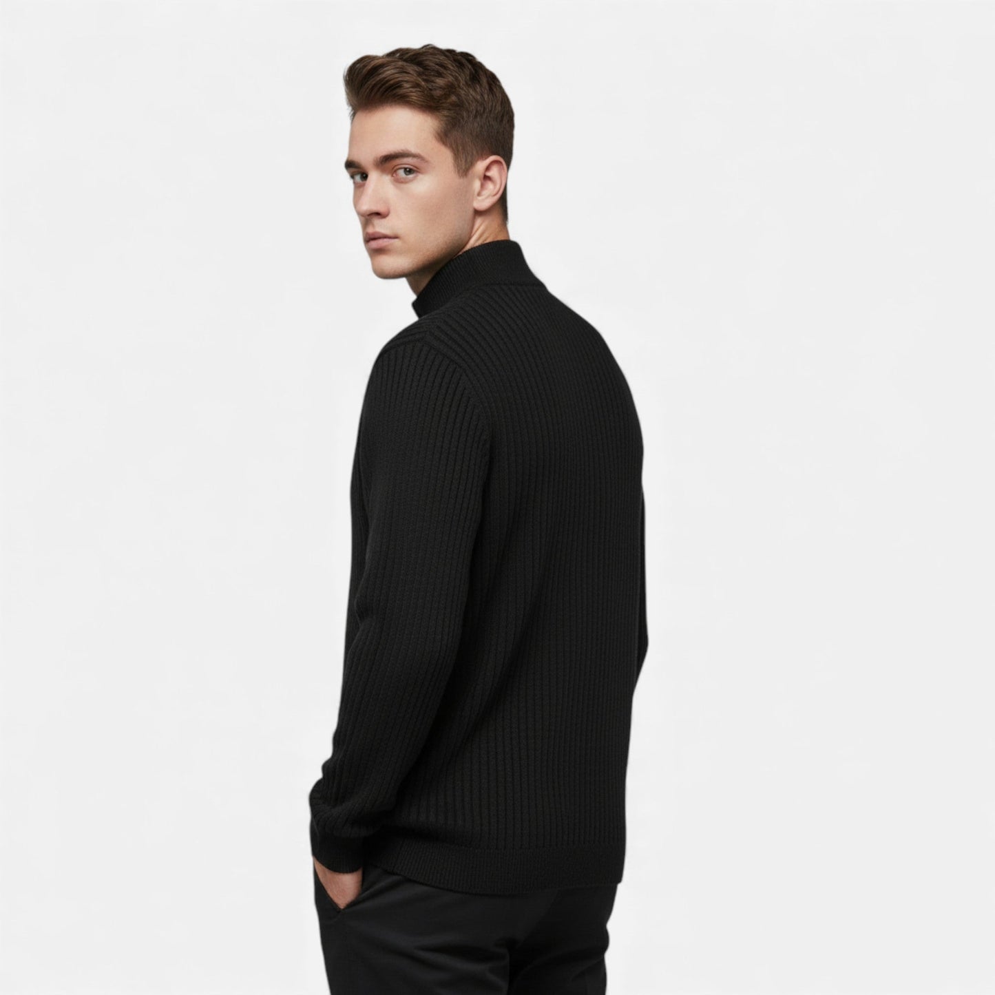 Lange Damen-Strickjacke mit bequemen Rippbündchen