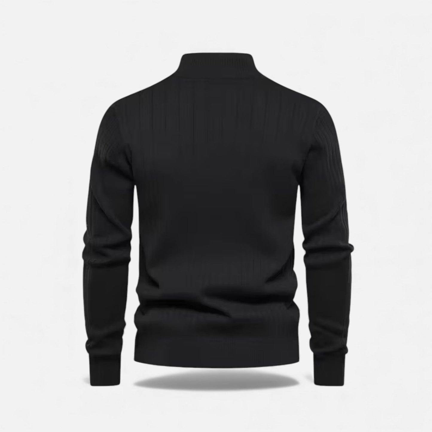 Detailansicht der Rippbündchen an der langen Strickjacke