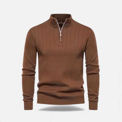 Lange Strickjacke Mit Reißverschluss Und Rippbündchen