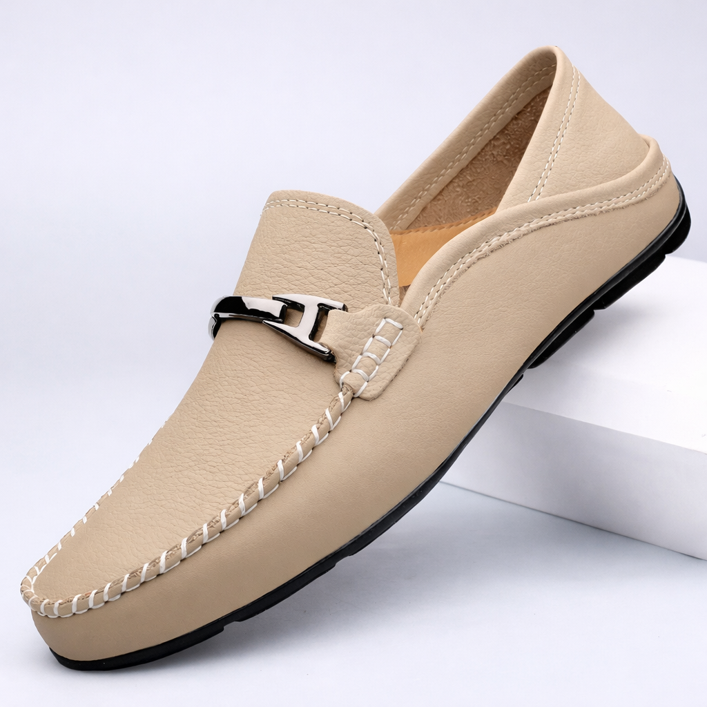 Lederloafer mit weichem, strukturiertem Design