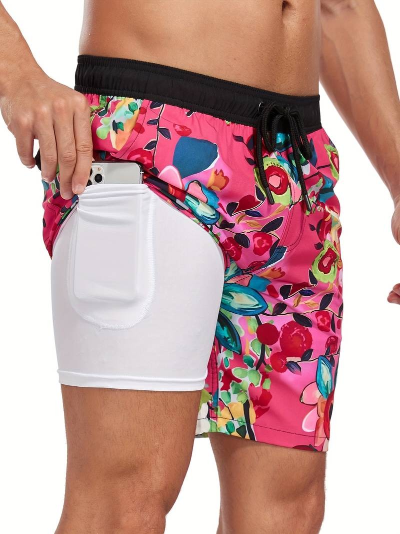 Herren Badeshorts Mit Flamingo-Print