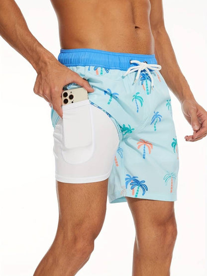 Herren Badeshorts Mit Flamingo-Print