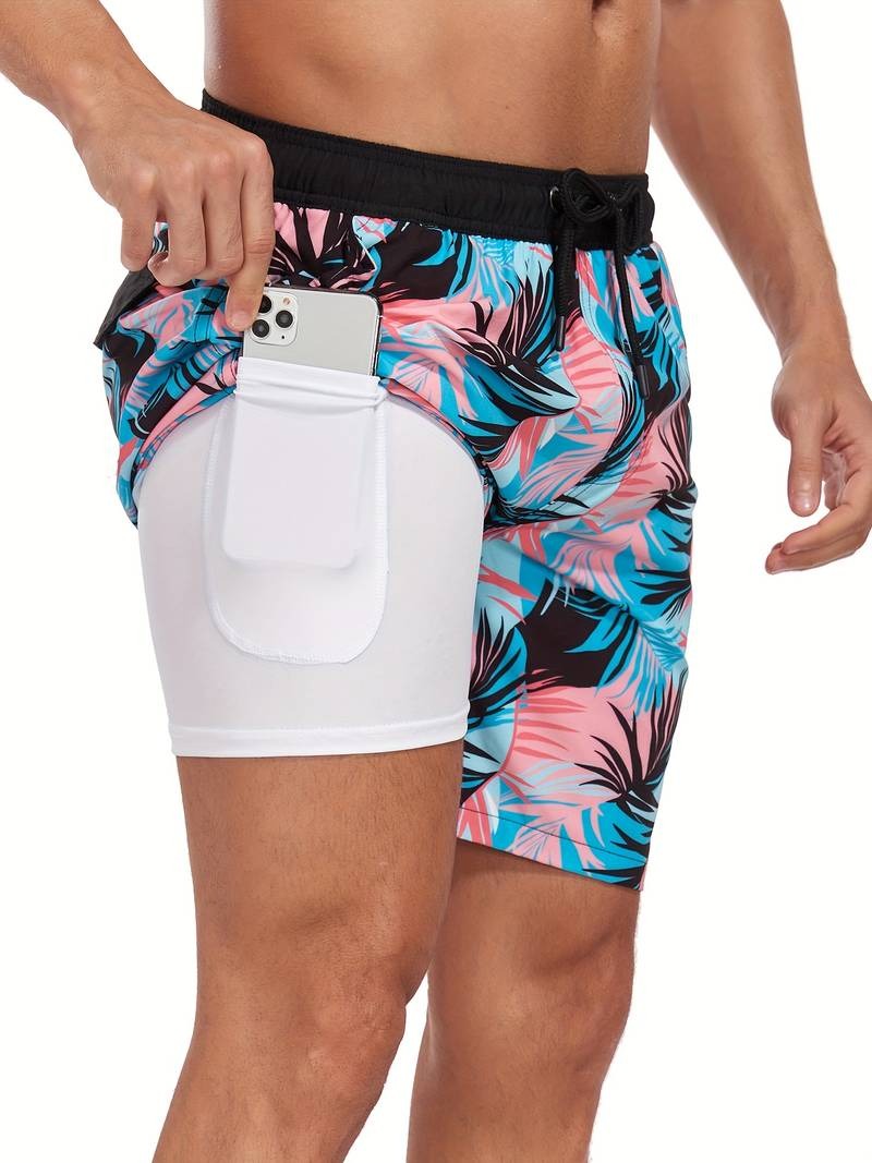Herren Badeshorts Mit Flamingo-Print