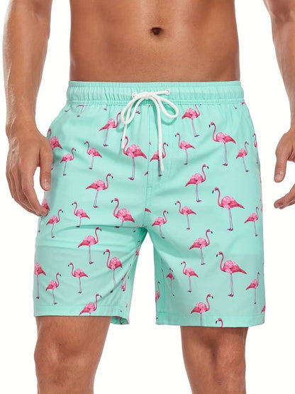 Herren Badeshorts Mit Flamingo-Print