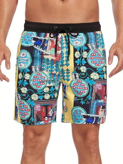 Herren Badeshorts Mit Flamingo-Print
