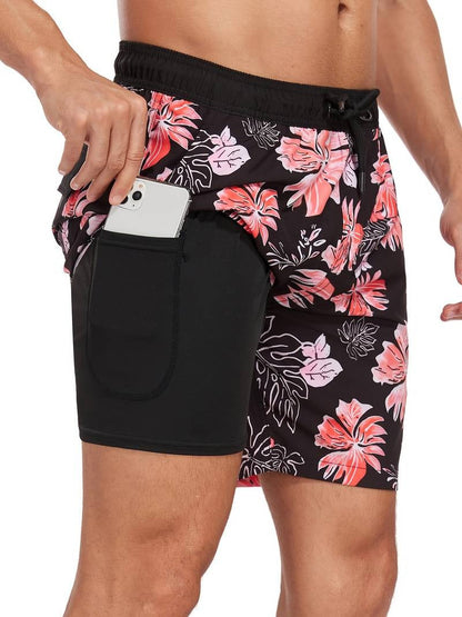 Herren Badeshorts Mit Flamingo-Print