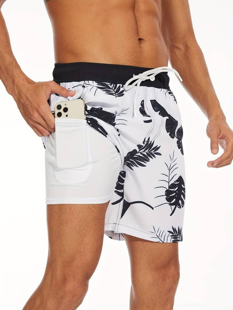 Herren Badeshorts Mit Flamingo-Print