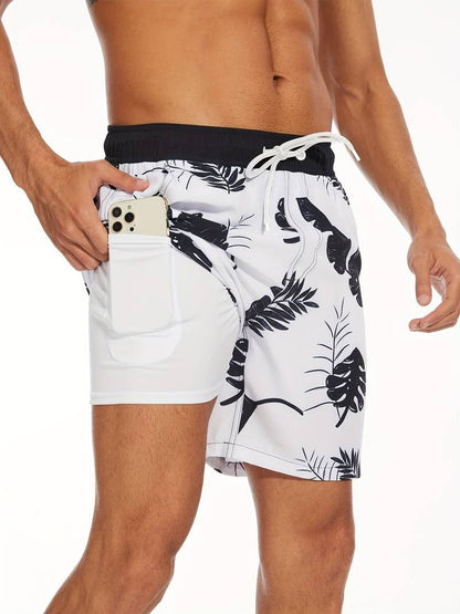 Herren Badeshorts Mit Flamingo-Print