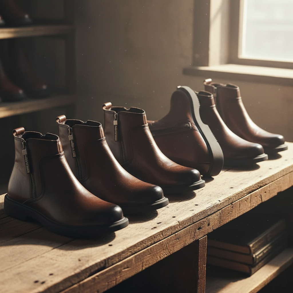 Sohle der braunen Herren-Lederstiefel