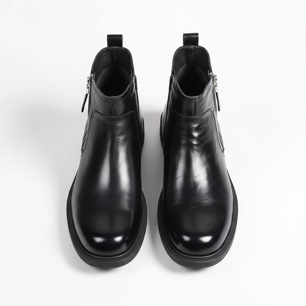 Herren Lederstiefel Mit Reißverschluss Braun