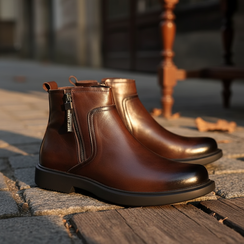Braune Lederstiefel für Herren in eleganter Alltagspassform