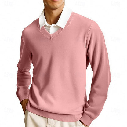 Herrenpullover aus Feinstrick mit klassischem V-Ausschnitt