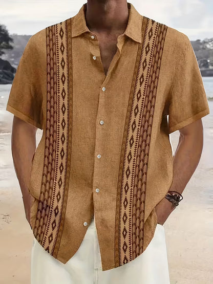 Herren Camp Hemd mit geometrischem Print als sommerlicher Freizeit-Look