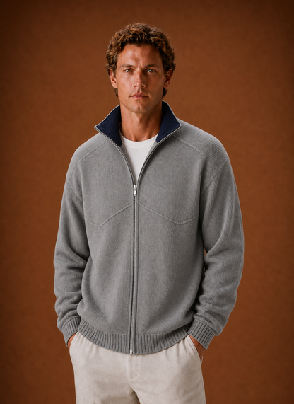 Rückansicht der Herren-Strickjacke aus Strick