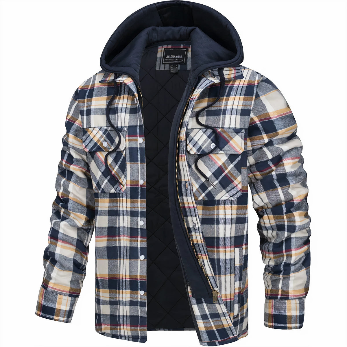 Men's Checked Lined Hooded Jacket
