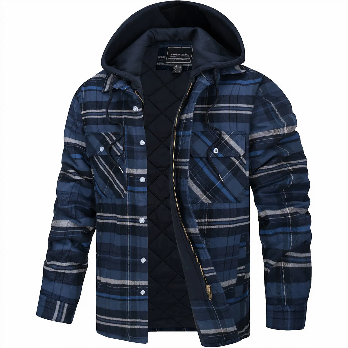 Men's Checked Lined Hooded Jacket