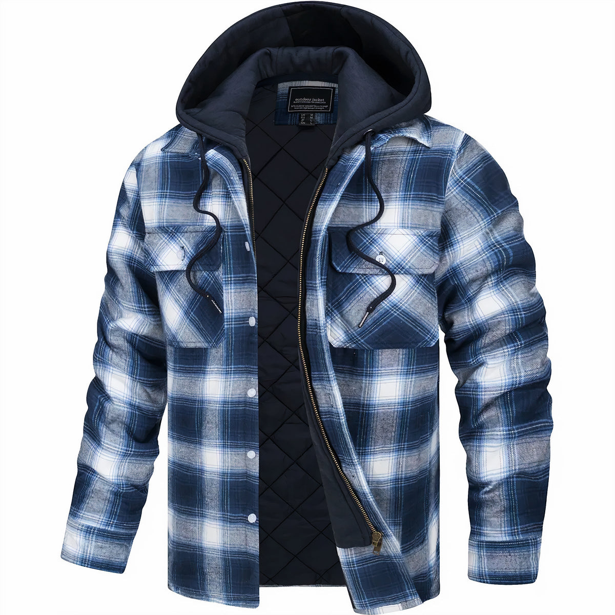 Men's Checked Lined Hooded Jacket