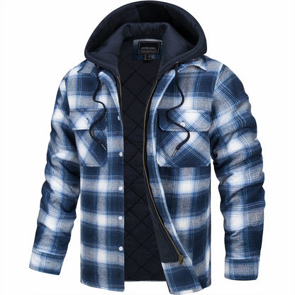Men's Checked Lined Hooded Jacket