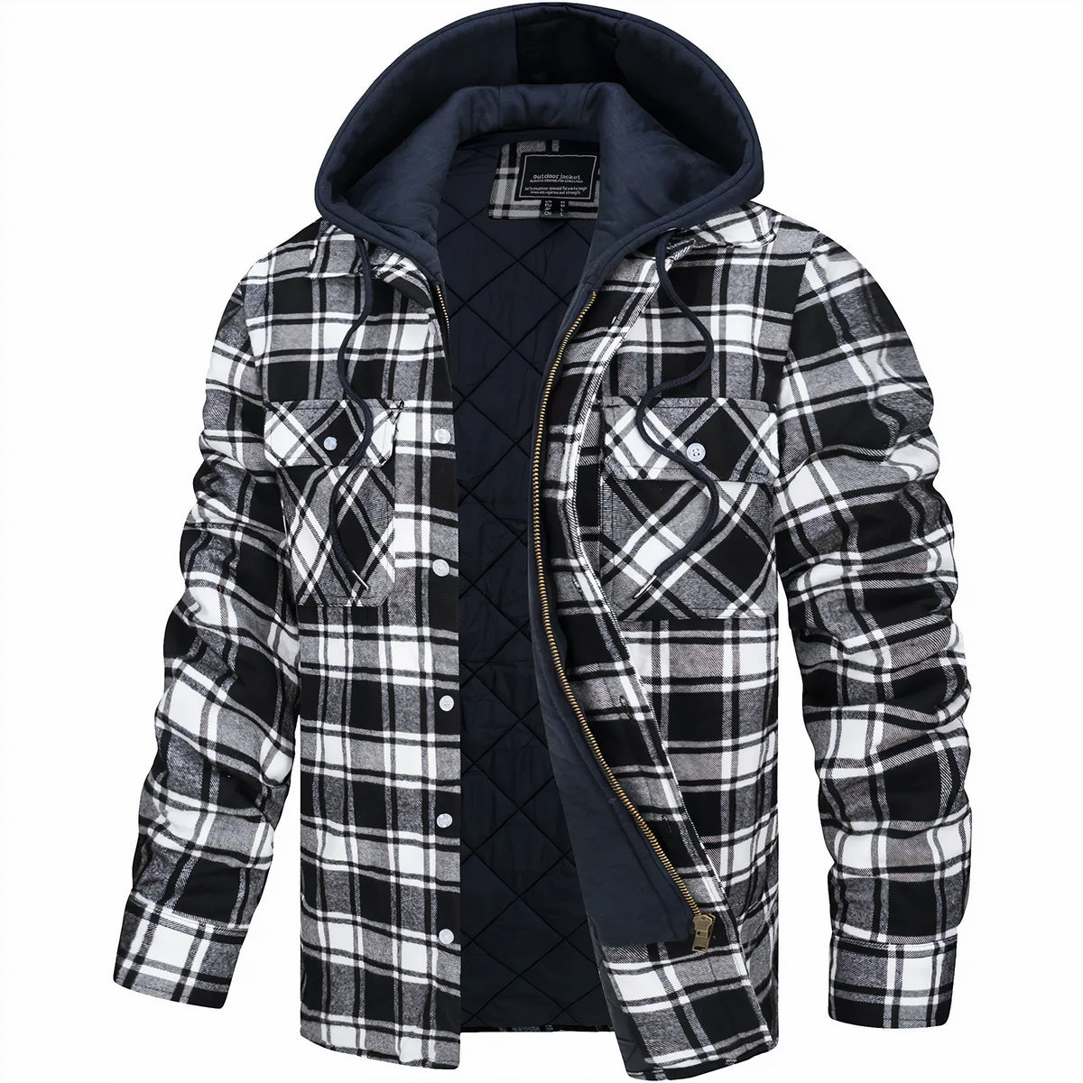 Men's Checked Lined Hooded Jacket