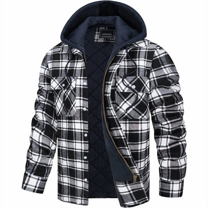 Men's Checked Lined Hooded Jacket