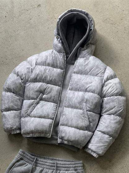 Men's Quilted Jacket With Hood And Zipper