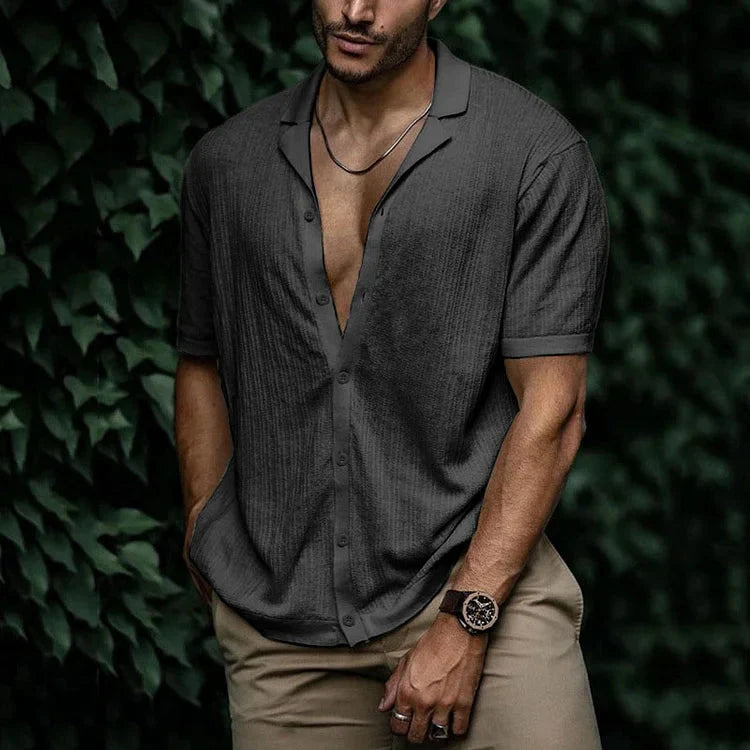 Herren Kurzarmhemd Mit Reverskragen Und Relaxed Fit