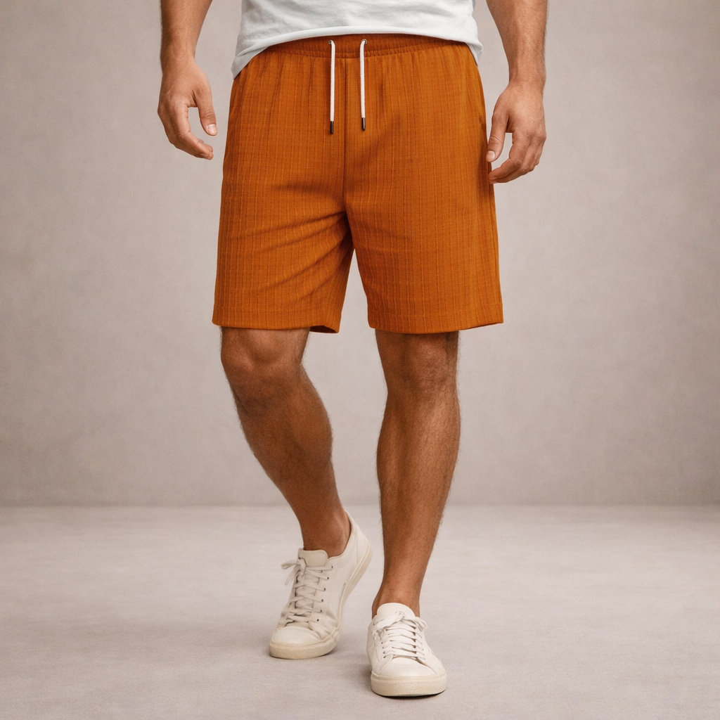 Herren Shorts Gestreift Mit Elastischem Bund