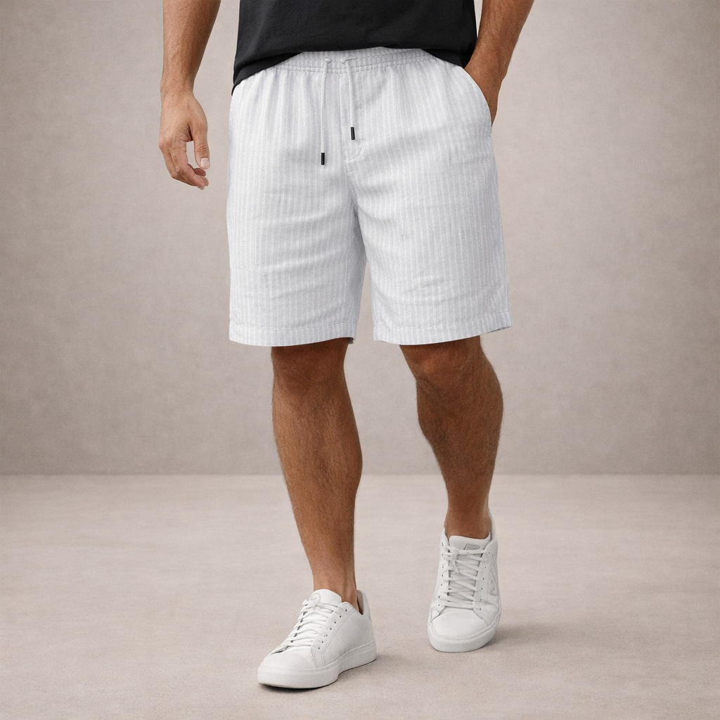 Gestreifte Herren Shorts in Regular Fit, Rückansicht
