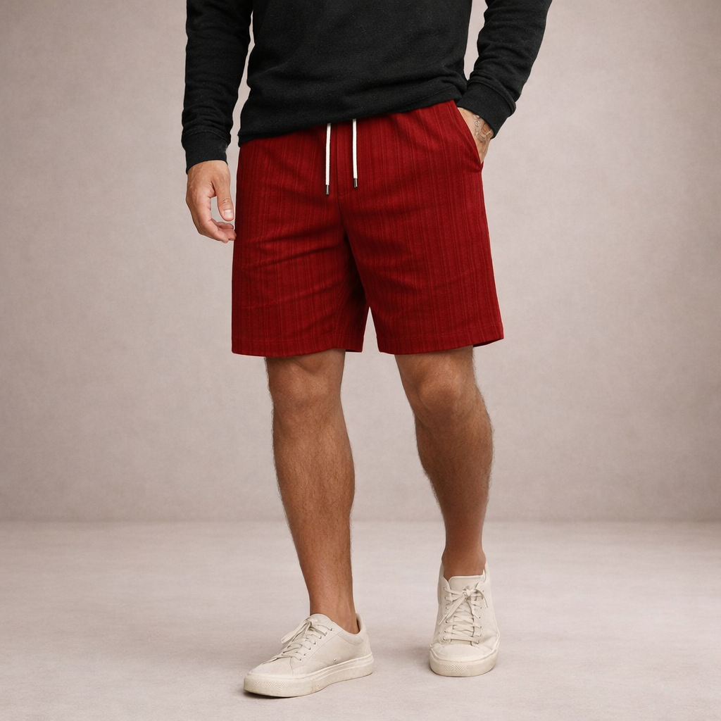 Herren Shorts Gestreift Mit Elastischem Bund