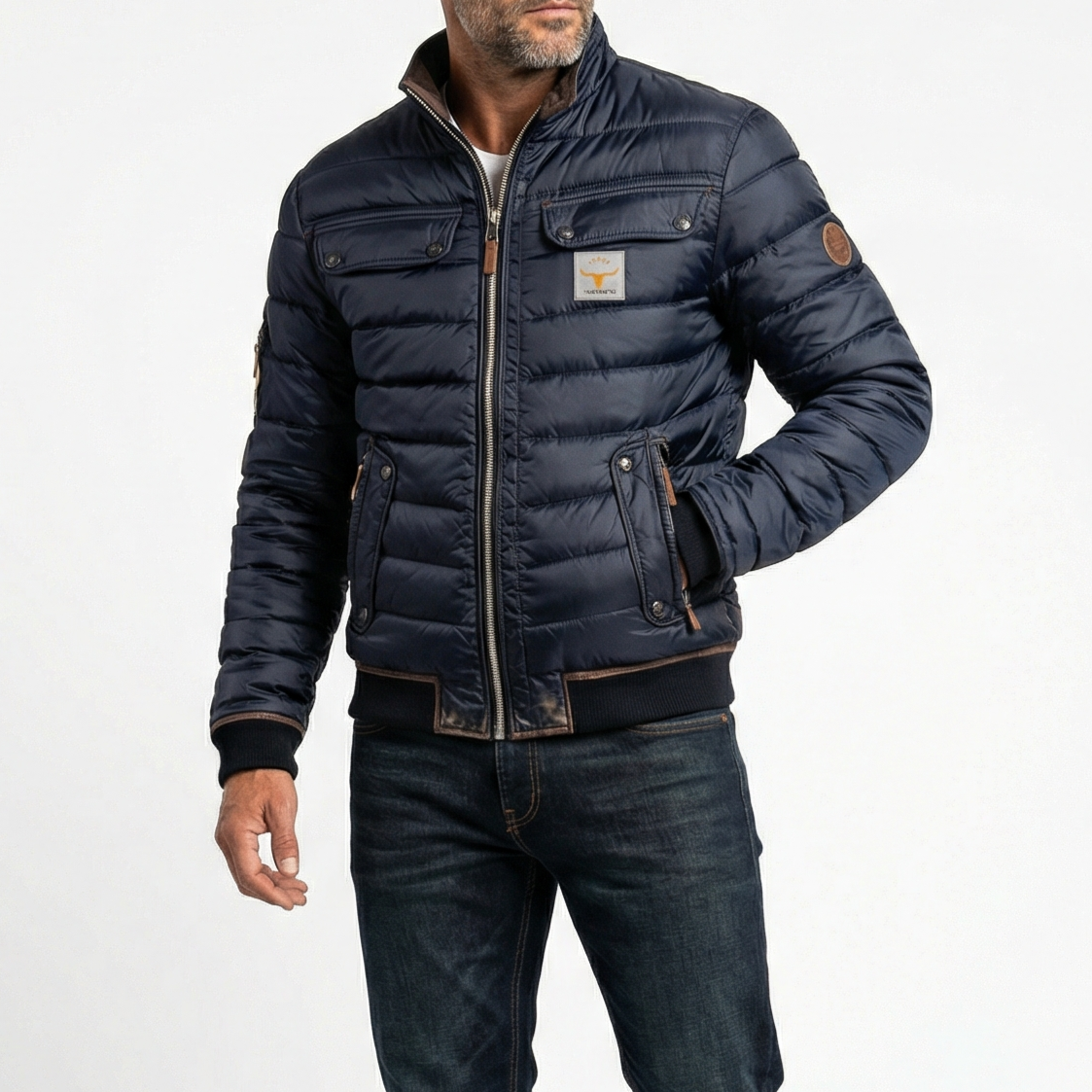Detailansicht des Stehkragens der Herren-Vintage-Jacke