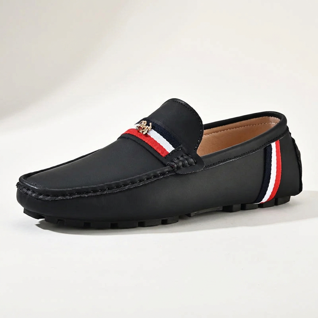 Herren-Loafer Slip-on mit flacher Sohle in Seitenprofil