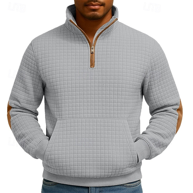 Vorderansicht des Herren-Sweatshirts mit Troyer-Kragen und Reißverschluss